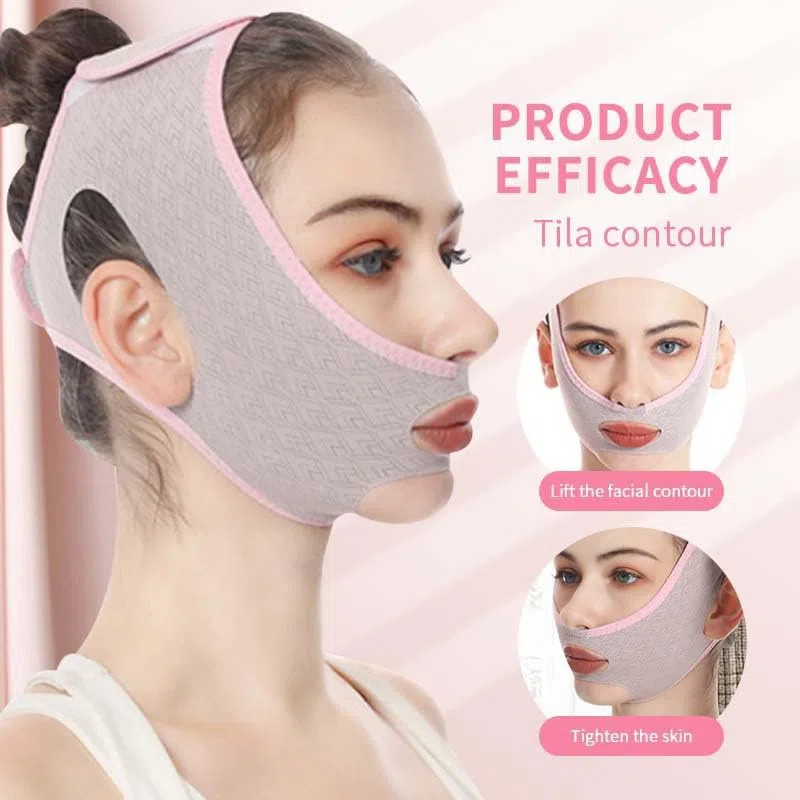 Beauty Face Contouring Sleeping Mask Chin, Riutilizzabile V Line Lifting Mask, V Line Maschere facciali, Cinghia facciale Maschera, Chin Up Maschera Viso (Rosa)