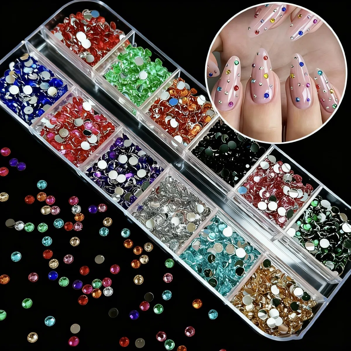 8 Scatole Set di Decorazione per Unghie, Confezione Grande, Oltre 10000+ Strass/Glitter/Fiori 3D/Perline/Charm per Unghie, Accessori Professionali per Nail Art per Manicure Fai da Te