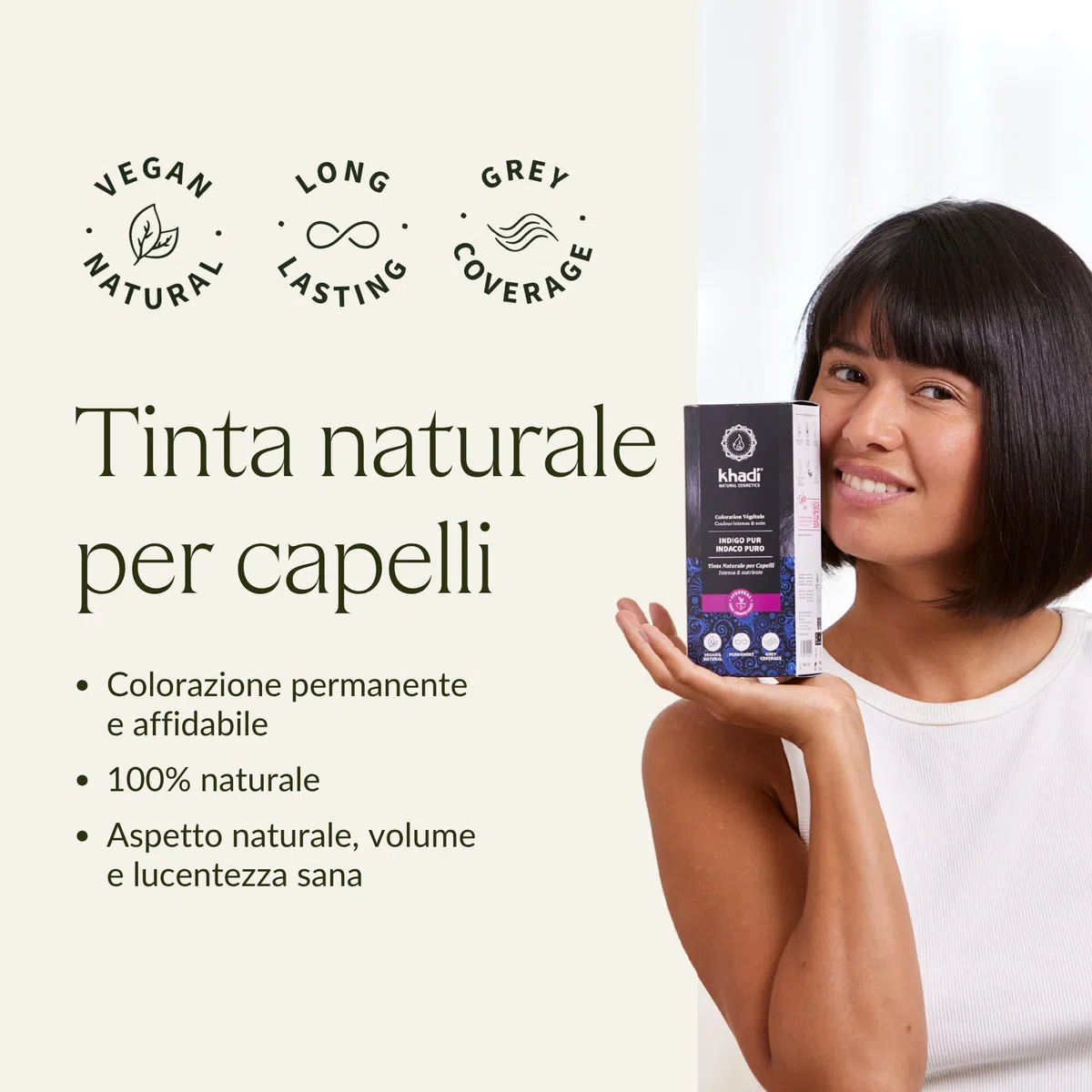 khadi INDACO PURO Tinta naturale per capelli - Tinta per capelli per un intenso risultato blu-nero - 100% naturale e vegana - 100 g