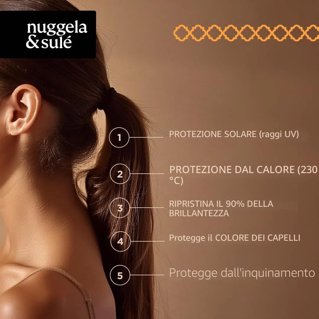 Nuggela & Sulé Protettore Capillare - Tripla Protezione: Solare, Termica e contro la Contaminazione. Con Olio di Chia 100% Organico e Naturale. 1 x 100 ml Formato Viaggio