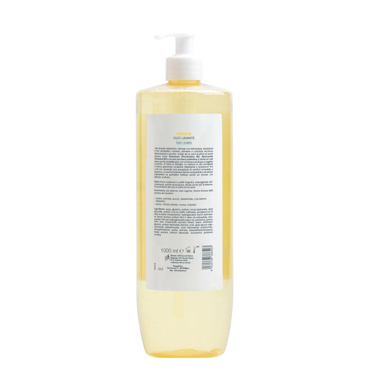 Dermovitamina Sensioil 1L - Olio Doccia Delicato - Olio Lavante Pelli Sensibili - Alta Tollerabilità - Azione Struccante e Lenitiva - Morbidezza della Pelle - Per Tutta la Famiglia