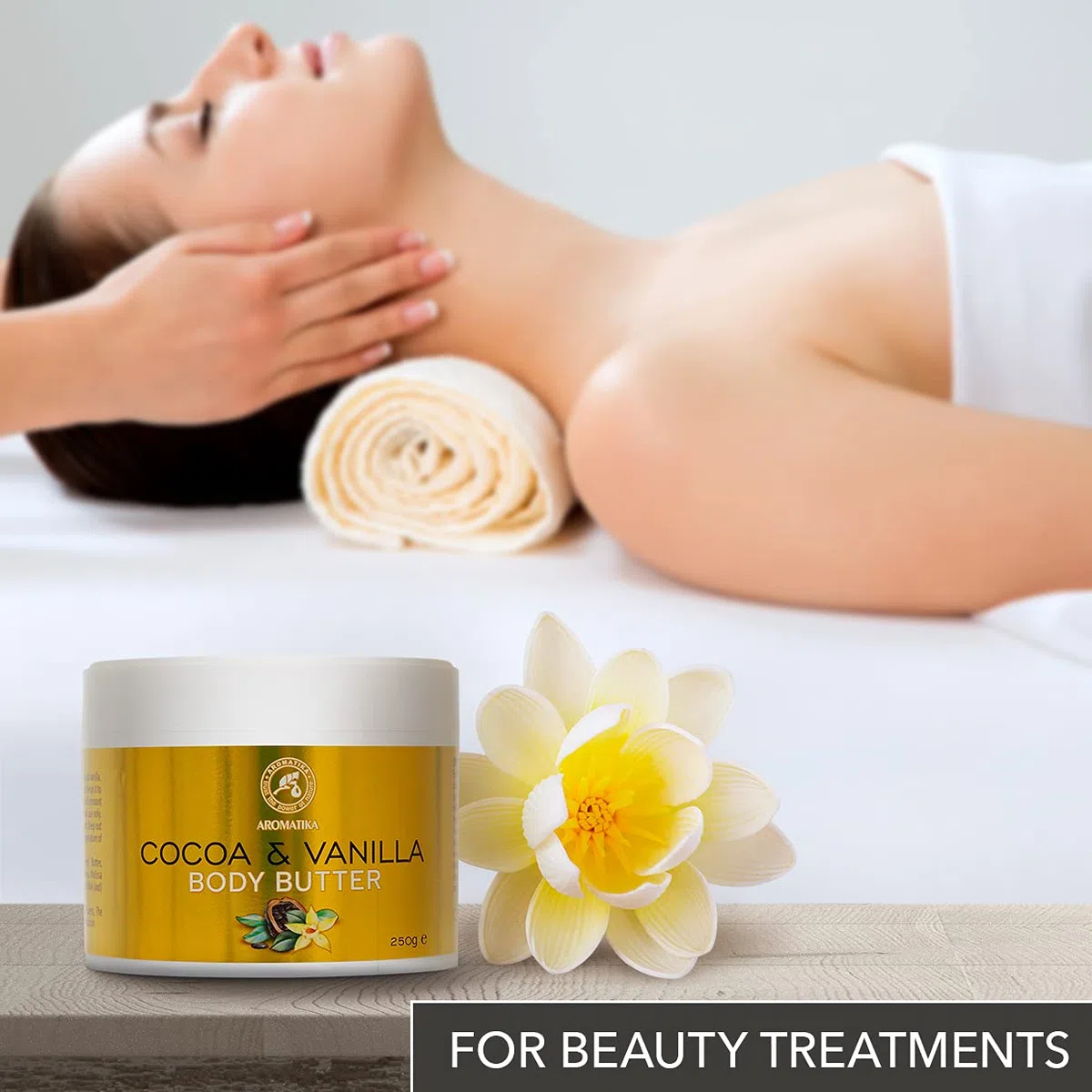 Cocoa & Vanilla Butter 250g - Burro per Corpo al Cacao & Vaniglia - Crema Idratante Naturale per il Corpo - Trattamenti Multiuso - Burro per Massaggi - Crema Mani e Corpo a Base di Burro di Cacao