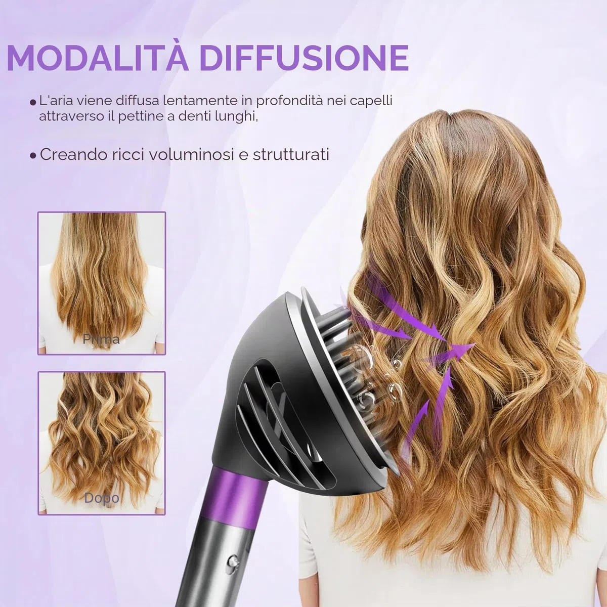 Accessori Diffusore per Dyson Airwrap Styler HS01 HS05 HS08, Convertibili per Styler in asciugacapelli, modalità diffusore + modalità cupola, accessorio ugello diffusore