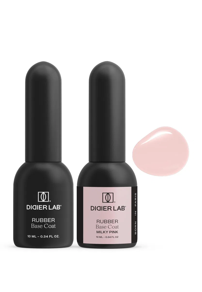 DIDIER LAB Premium Rubber Base Gel Milky Pink - Kit Smalto Semipermanente Rosa Lattiginoso - Gel Base Rubber Lunga Tenuta Rinforza e Protegge Unghie Naturali - LED UV Base Semipermanente Unghie 2x10ml