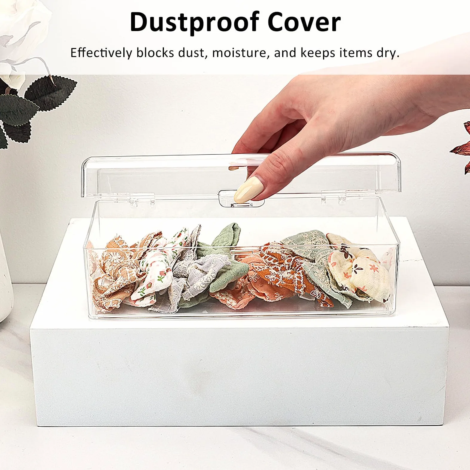 JessLab Porta Accessori Capelli per Ragazze, Scatola in Acrilico Trasparente con Divisori per Fermagli, Fiocchi Organizzatore Impilabile per Bagno Camera o Toeletta (4 Compartment)