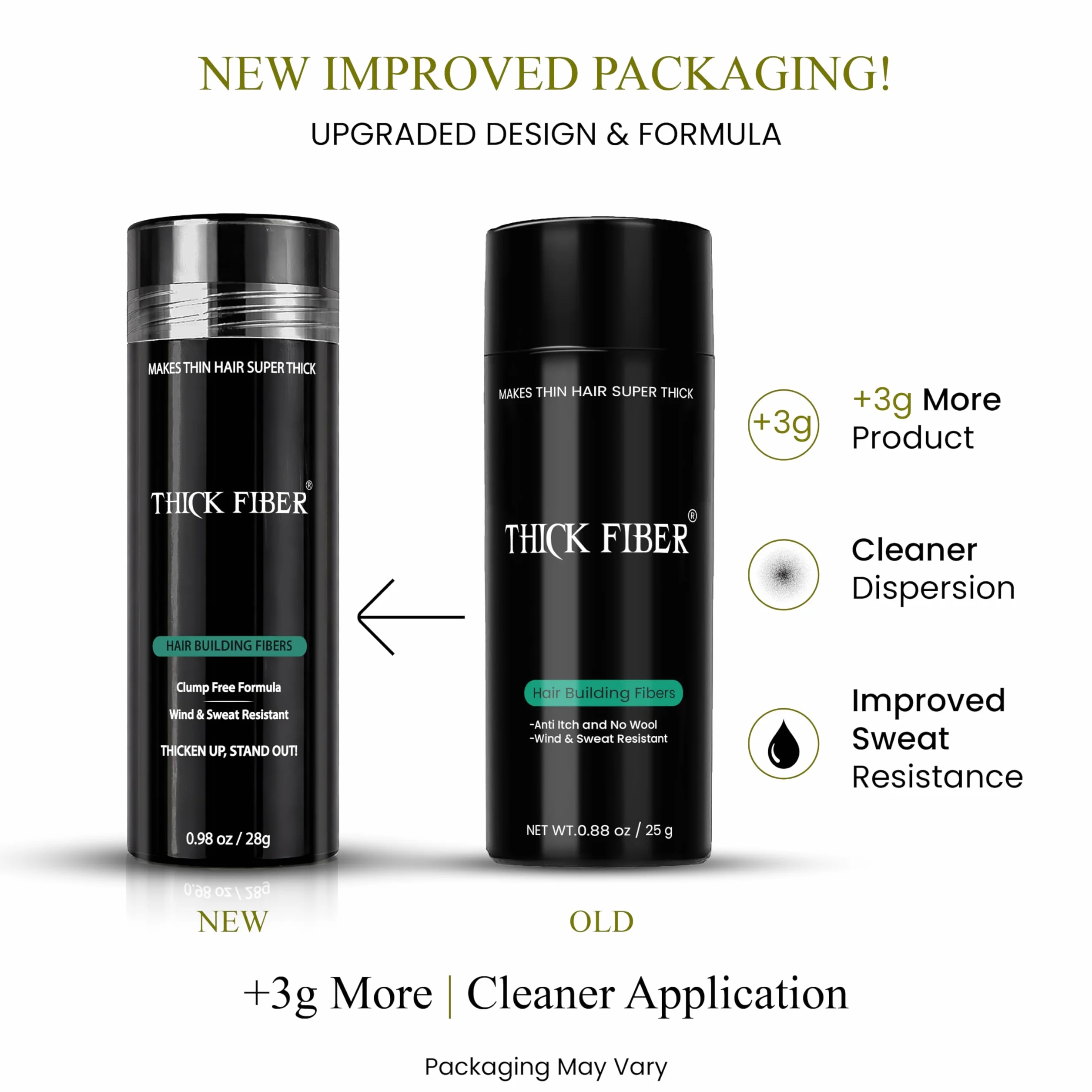 THICK FIBER, Fibre dei capelli, Fibre per la ricostruzione dei capelli, per il diradamento dei capelli,25 g confezione da 1, castano scuro, polvere per capelli, flacone da