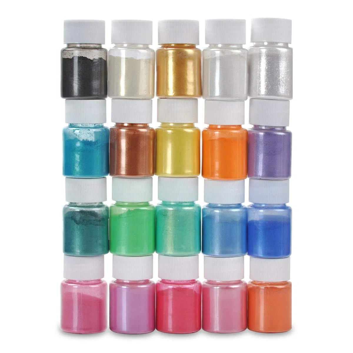 DEWEL Polvere di Mica, 20 colori, pigmenti in polvere, colori per resina epossidica per Fare Resina,Sapone,Bombe da Bagno,Epossidica,Candela,Trucco,Artigianato