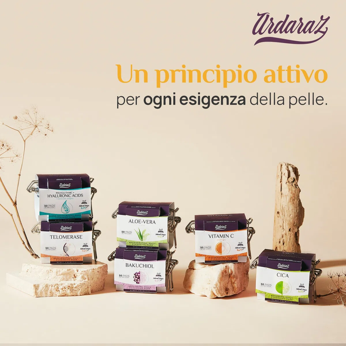 Ardaraz Dischetti di Rinnovamento Cellulare con Vitamina c e Acido Glicolico. Dischetti Antimacchia imbevuti di tonico esfoliante viso delicato. Peeling Chimico Viso uso quotidiano. 50 pz