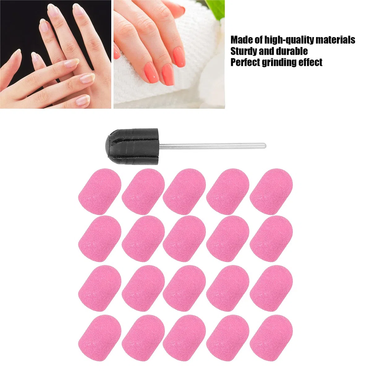 Tappo Abrasivo per Nail Art e Blocchetti di Punte per Trapano, Set di Nastri Abrasivi per Levigatura, Testine Lucidanti Strumento per Pedicure e Manicure (Rosa)