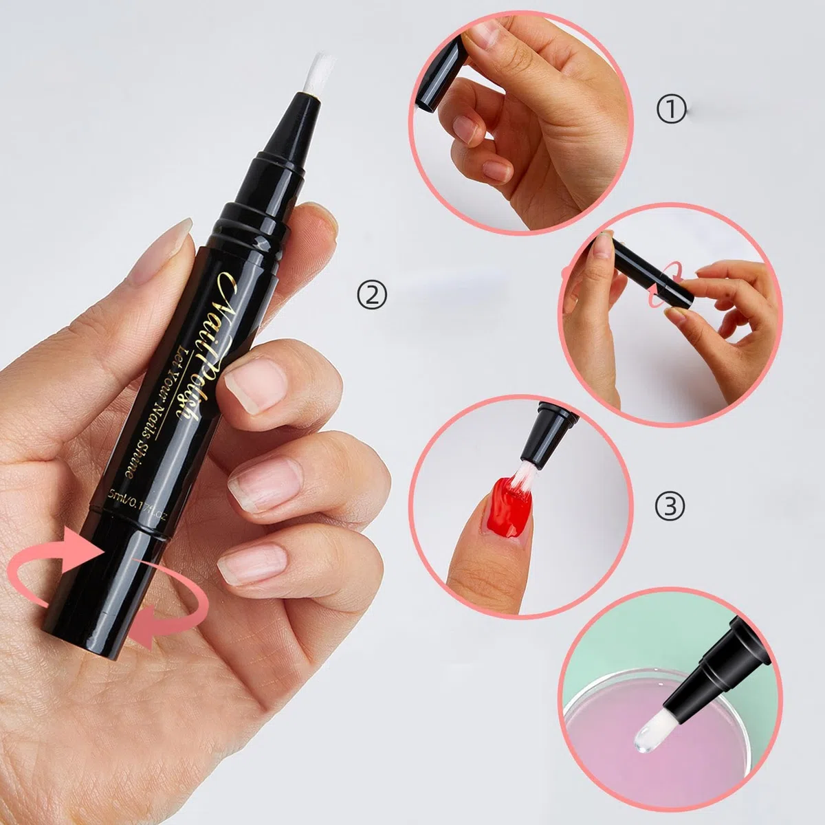 Penna per unghie, polarizzata, a base d'acqua, lucida, senza lampada, per fai da te, manicure, disegno, asciugatura rapida, accessorio di bellezza alla