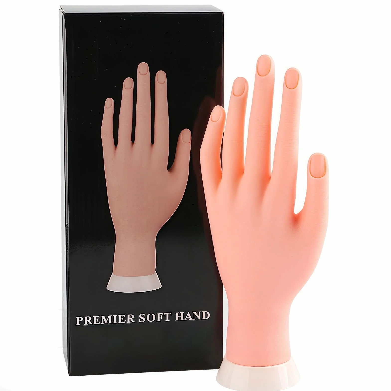 Manicure Practice Hands,Nail Art Manicure Dito di Formazione,Esercitazioni di Nail Art,Mano finta con Unghie per Esercitarsi a Mano Sinistra,Flessibile,Mobile,in Morbida Plastica,23x8.5cm