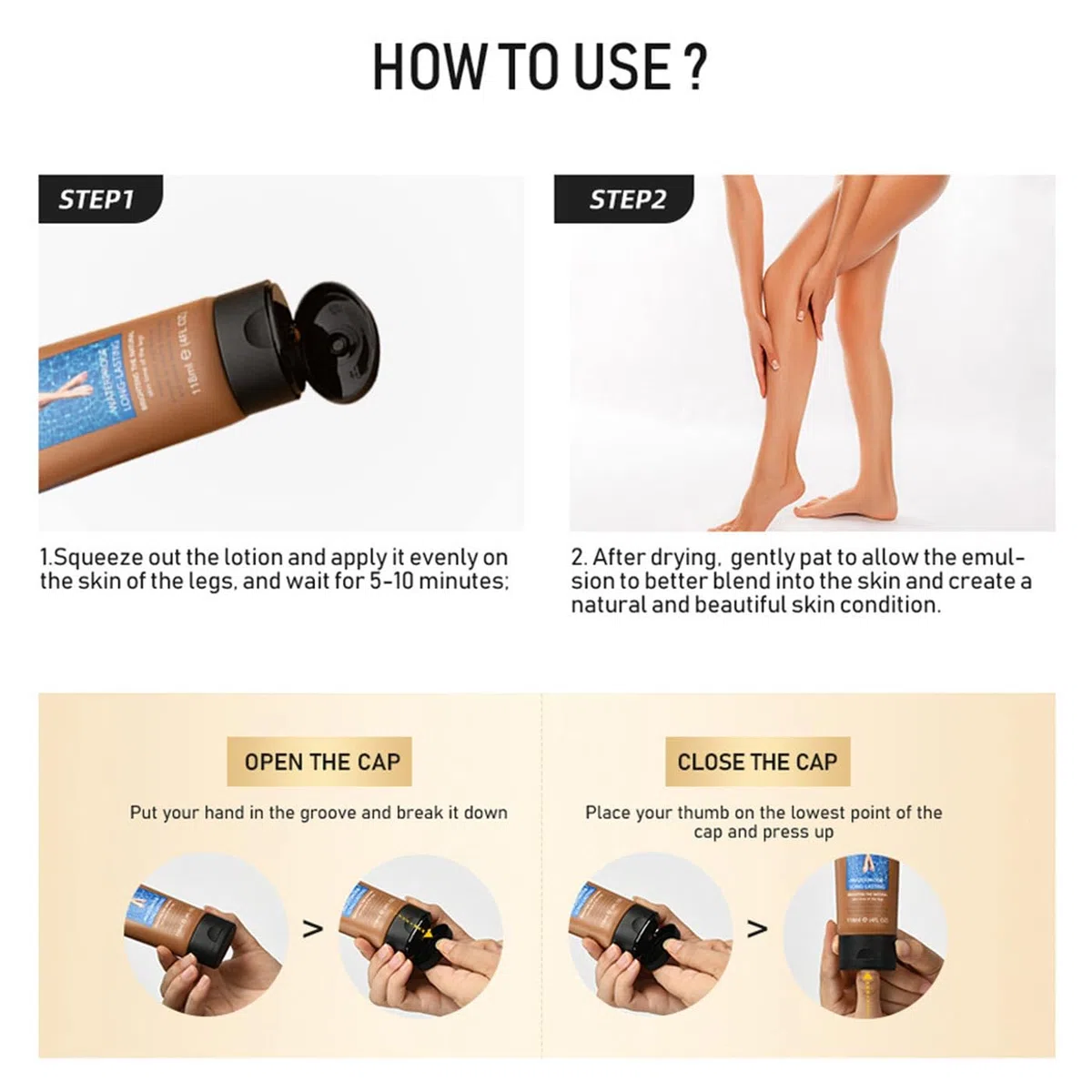 Trucco per Gambe Impermeabile Senza Trasferimento - Lozione per Il Trucco delle Gambe,Trucco Impermeabile per Le Vene Varicose,Fondotinta Impermeabile per Coprire Cicatrici Su Gambe E Corpo (2#)
