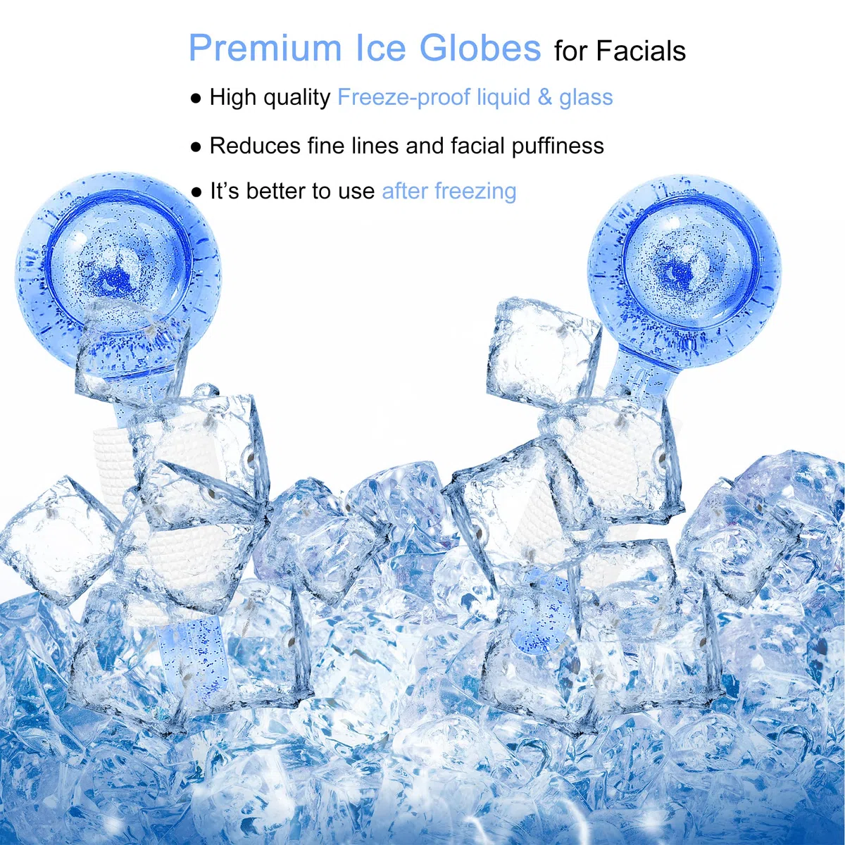 2Pcs Facial Ice Globes, Massaggio Ice Cool Roller Ball, Ice Roller Ball, Massage Ice Ball Skin Care Tool, Riducono il Gonfiore e Le Occhiaie (Confezionati in coppia, Blu)