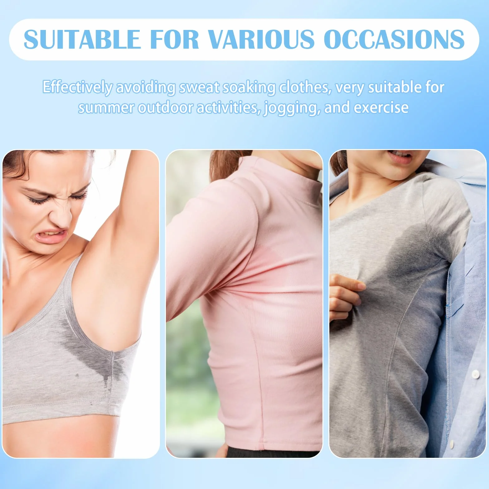 3 Pezzi Ascella Scudo Ascella Pads, Gilet Ascella Protezione Sudore Tamponi Sudore Cuscinetti per Ascelle Tamponi Antitraspirante Riutilizzabili, Protezioni sotto Le Ascelle per Donna (L)