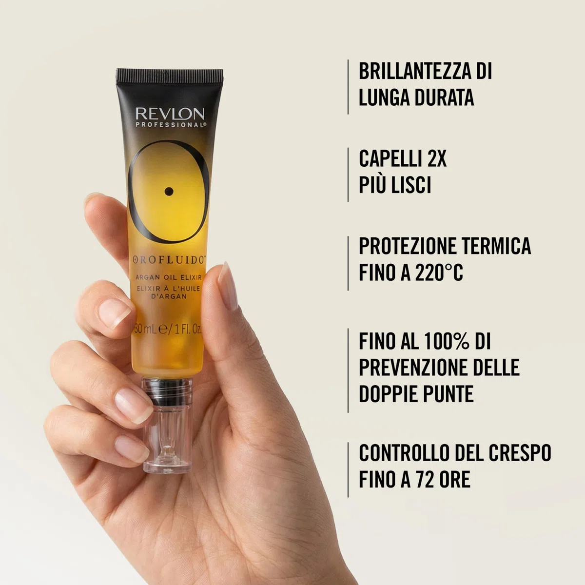 REVLON PROFESSIONAL Orofluido Argan Oil Elixir, Olio Nutriente Capelli All'Olio di Argan, Anti Crespo, Vegano, per Capelli Morbidi e Luminosi, 85ml
