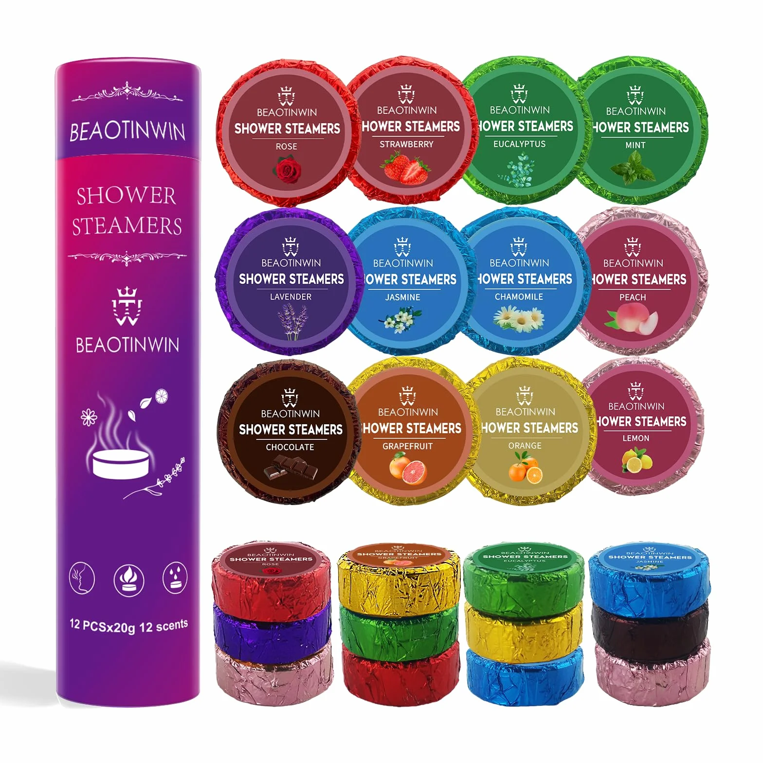 Set di bombe da doccia biologiche vegane per aromaterapia, 12 pezzi, per sollievo dallo stress e cura di sé, regalo di compleanno rilassante per donne e uomini