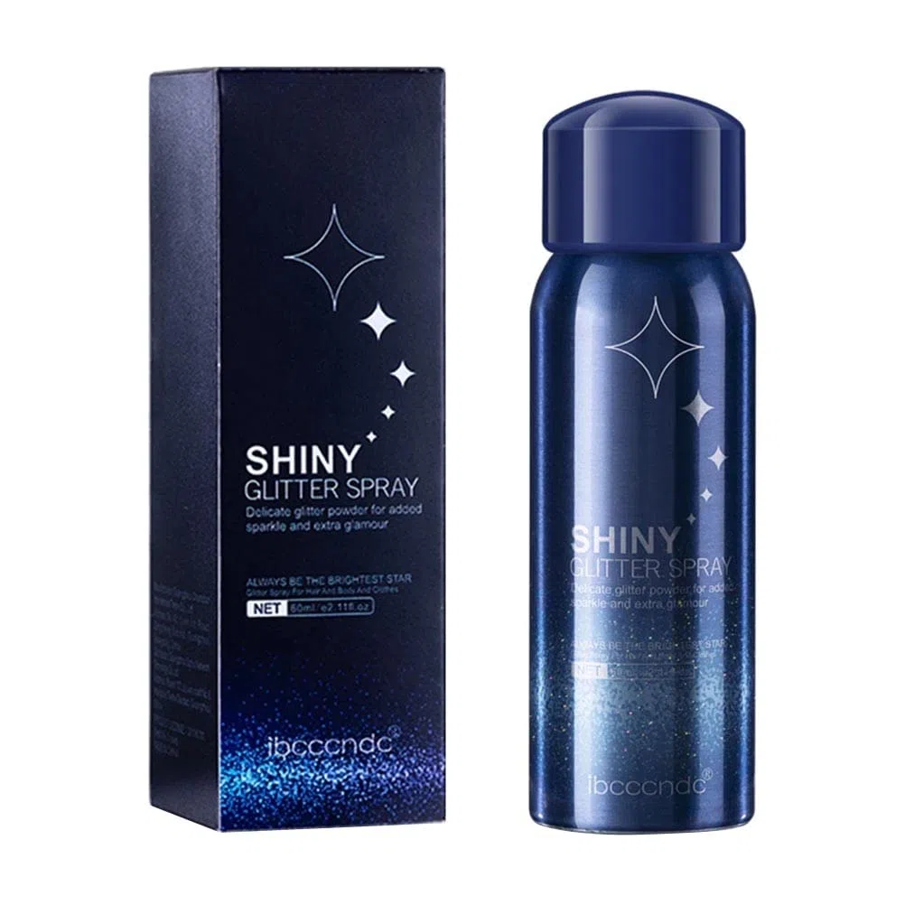 Spray in Polvere Glitterata, Spray Glitterato Lucido 60ml Lacca Glitter Argento luccicante per Le Donne Spray per Trucco in Polvere Glitterata Spray Glitter per Capelli e Corpo