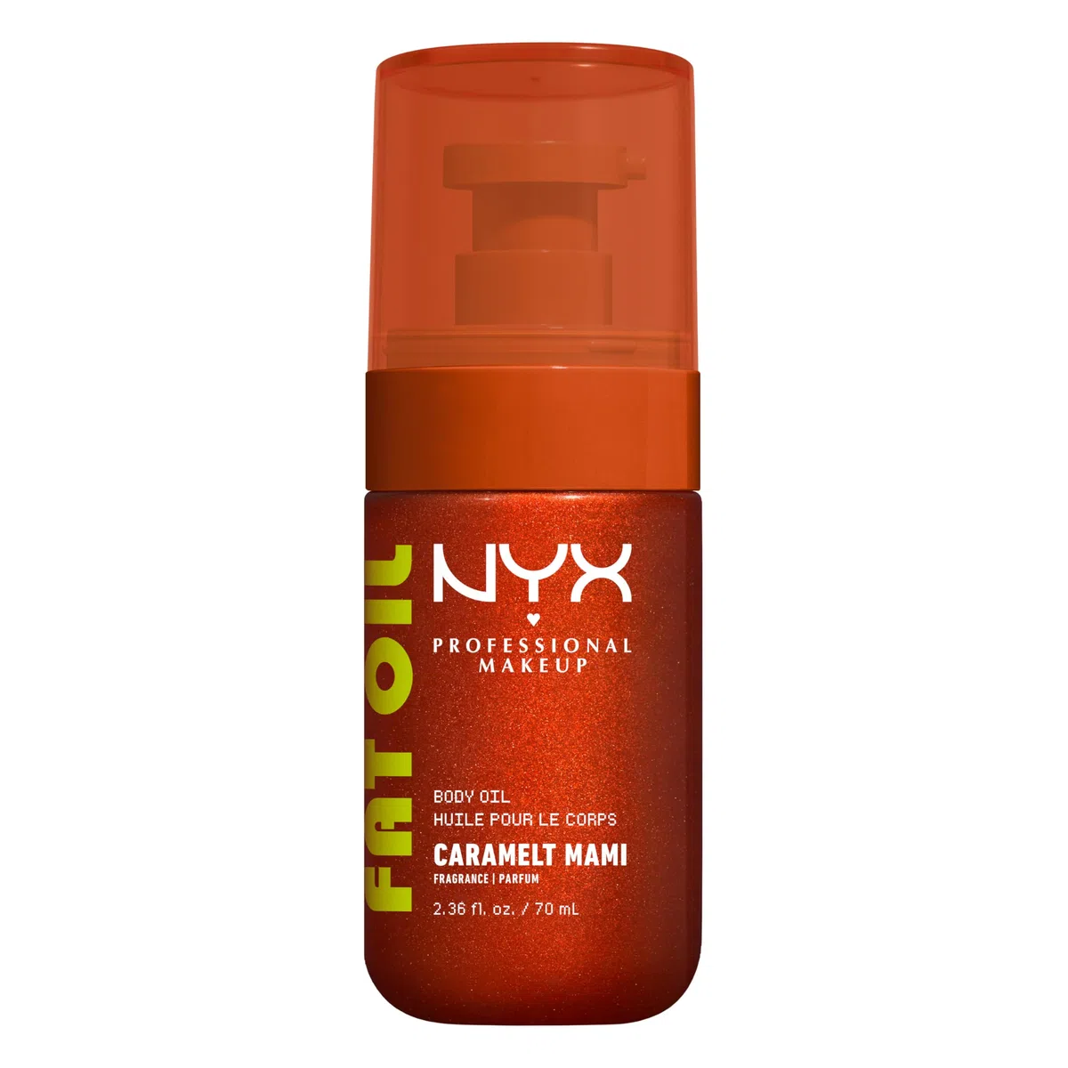 NYX Professional Makeup, Olio Corpo, Pelle Morbida e Idratata, Effetto Luminoso, Texture Leggera, Infuso con Olio di Avocado e Vitamina E, Fat Oil Body Oil, Shade: Caramelt Mami, 70 ml