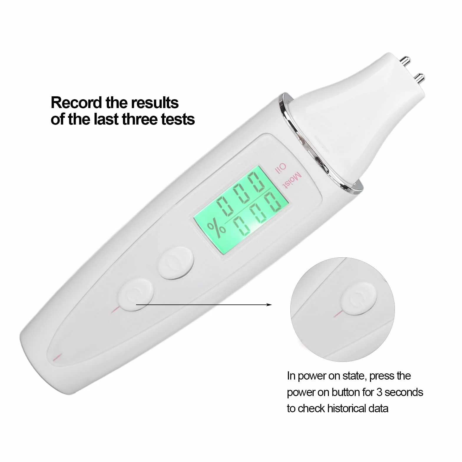 Tester per la Pelle, Tester della Pelle del Viso, Analizzatore Della Pelle Digitale LCD Ad Alta Densibilità, Dispositivo per la Cura della Pelle per la Casa (WHITE)