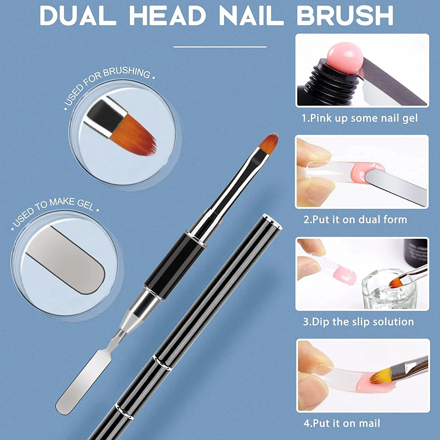 Morovan Slip Solution Anti-Stick per Estensioni Unghie Poly Gel con Pennelli, Clip Crystal Cup per Nail Art Kit Fai Da Te a Casa Trasparente