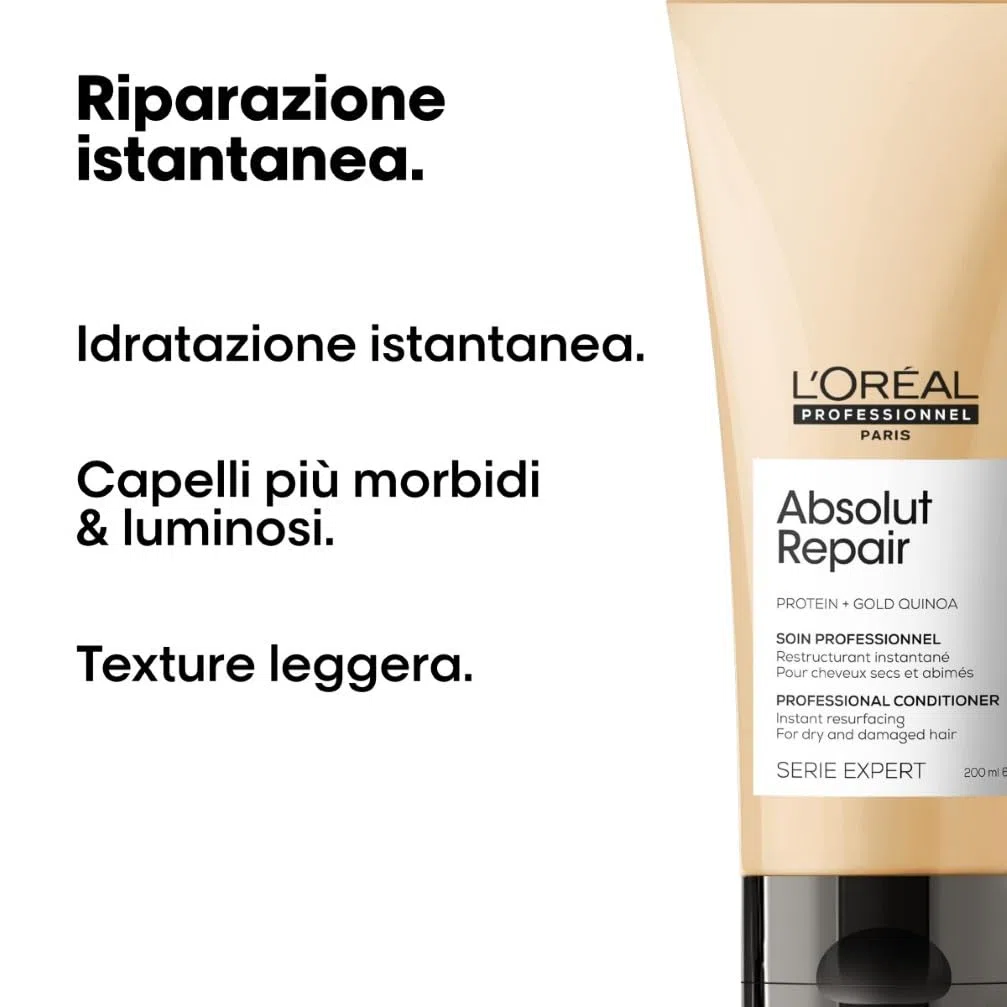 L'Oréal Professionnel Paris | Balsamo professionale per capelli secchi e danneggiati Absolut Repair Serie Expert, Formula ristrutturante, 200 ml