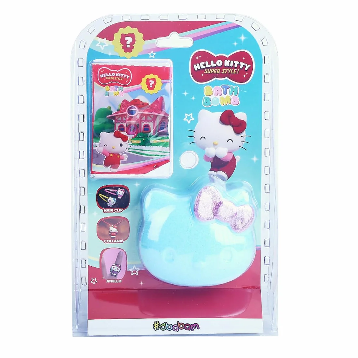 Sbabam FUNNY BOX Hello Kitty Bath Bomb, Bombe da Bagno Bambini con Sorpresa, 3 Pezzi, Puoi Trovare Anello, Collana o Molletta per Capelli - Hello Kitty Gadget per Regalo Bambina 8 Anni, Giochi Bambina