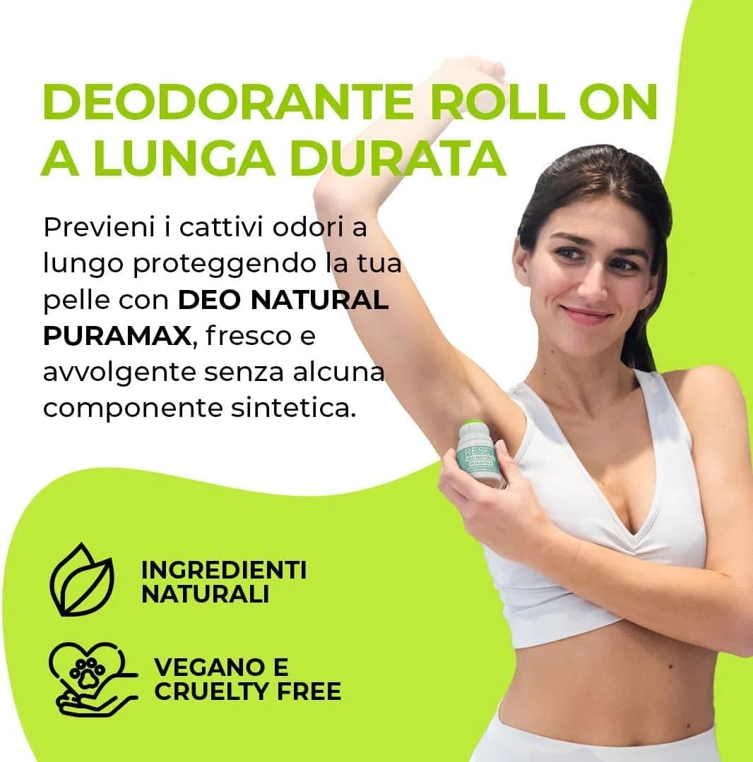 PURAMAX RESET – Kit Completo Igiene Ascelle | Sapone Vegetale 100g + Deodorante Roll-on Naturale 50ml | Protocollo Detergente e Protezione | Tea Tree, Zenzero e Lime | Made in Italy