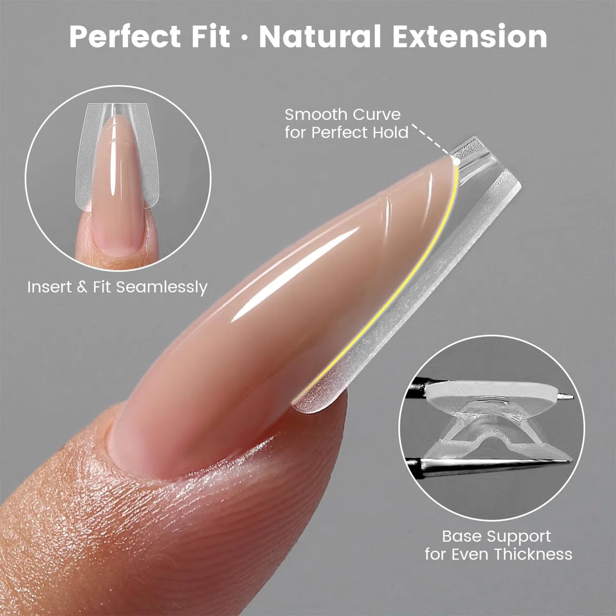 Sandwich Dual Nail Form Dual 240 Pezzi (15 Dimensioni) Scatola di Prolunghe per Unghie Trasparente per Salone di Nail Art con Polygel (Mandorla Media)