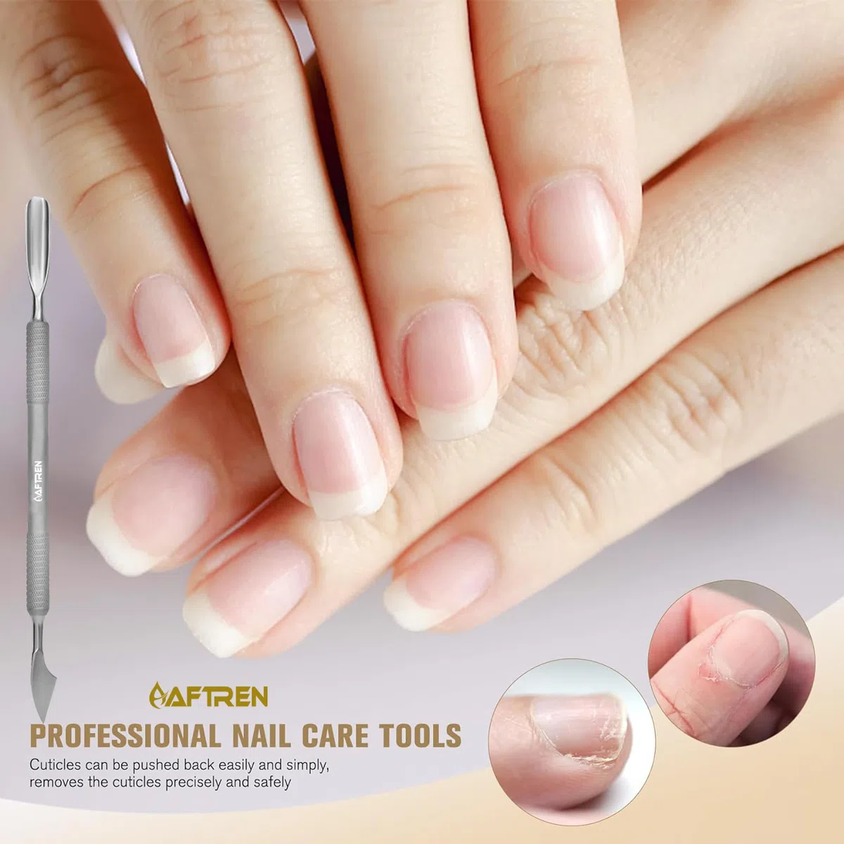 Set da 2 pezzi per la cura delle unghie Tronchesini per cuticole professionali in acciaio inossidabile con doppio kit spatola per unghie Pusher per manicure e pedicure