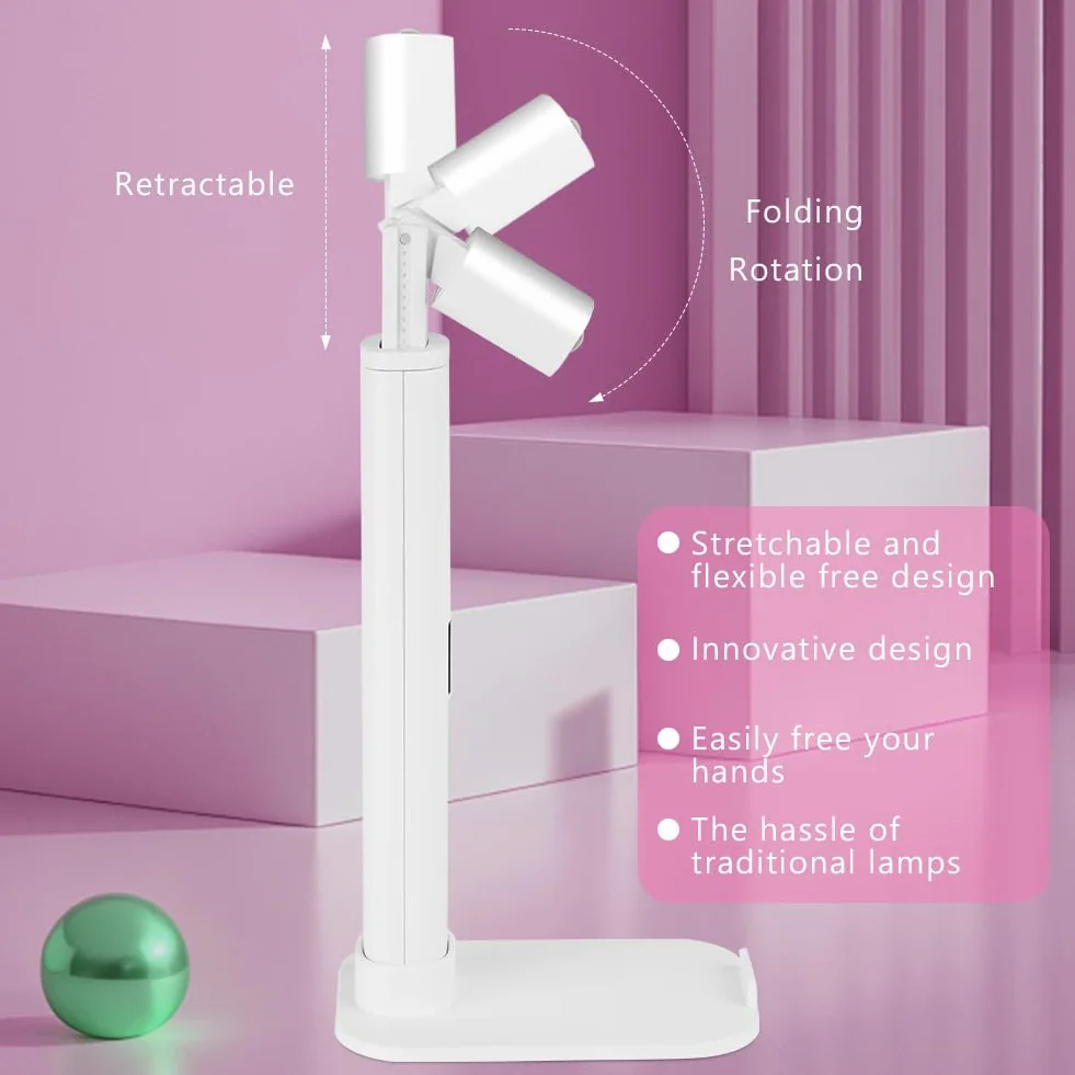LOPHE Mini Lampada UV LED Unghie, Mini Lampada per Unghie UV LED con Supporto, Lampada Unghie Portatile USB con Display Digitale, Lampade UV per Smalti Gel, DIY, Salone di Casa(Piazza-Bianco)