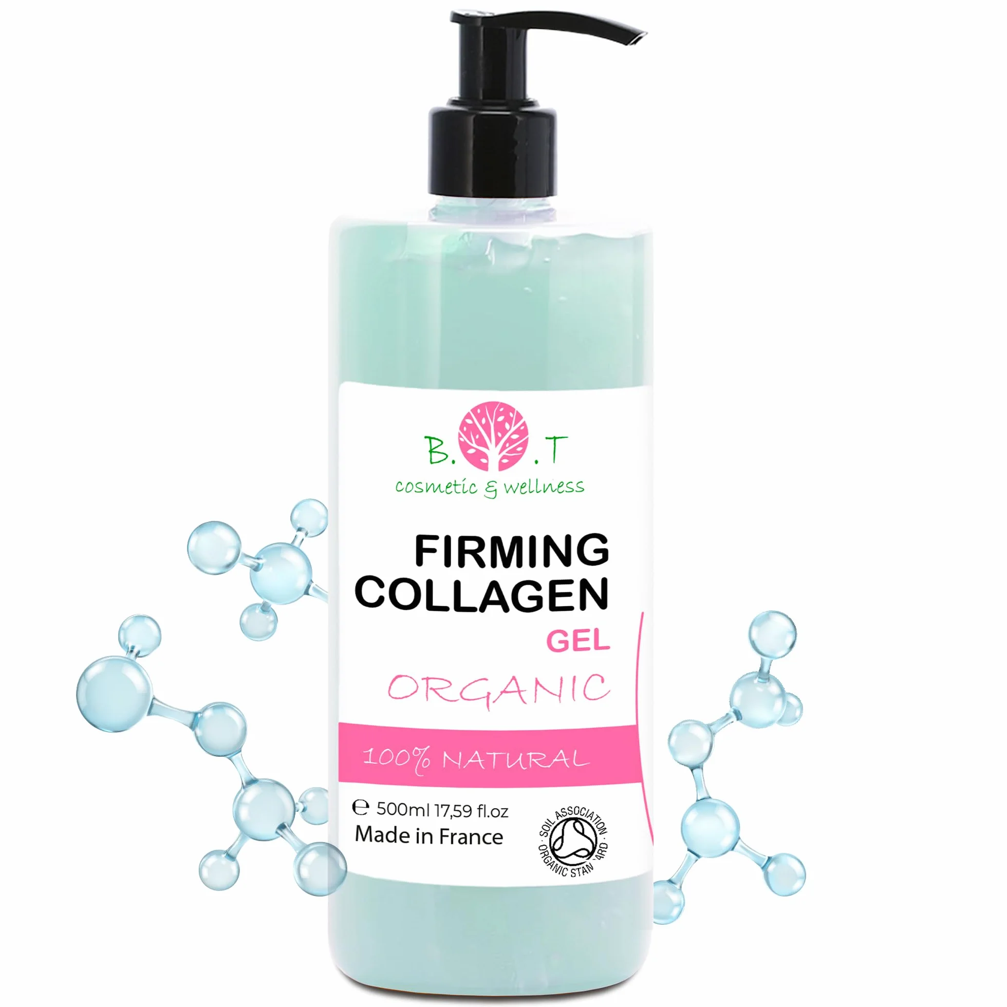 B.O.T Cosmetic & Wellness - Gel Collagene Bio-Attivo Antirughe | Trattamento Rassodante Viso/Corpo | Stimola Collagene & Elastina | Ultra Idratante, 500ml