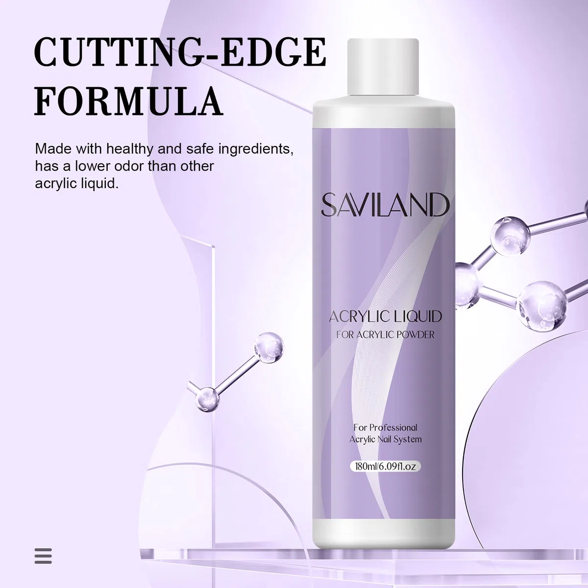 Saviland 180ml Monomero per Unghie Acriliche - EMA Liquido Acrilico per Acrilico in Polvere | Non ingiallimento | Forte adesione | Acrylic Monomer Liquid Acrylic Nails Nail Extension&Carving