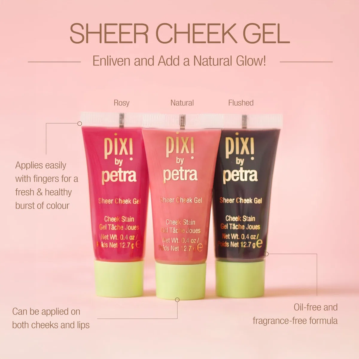 Pixi Beauty Sheer Cheek Gel | Colore: Flushed | Blush in Gel Naturale Effetto Traslucido | Formula Idratante Senza Olio e Senza Profumo | 0,4 oz / 12,7 g