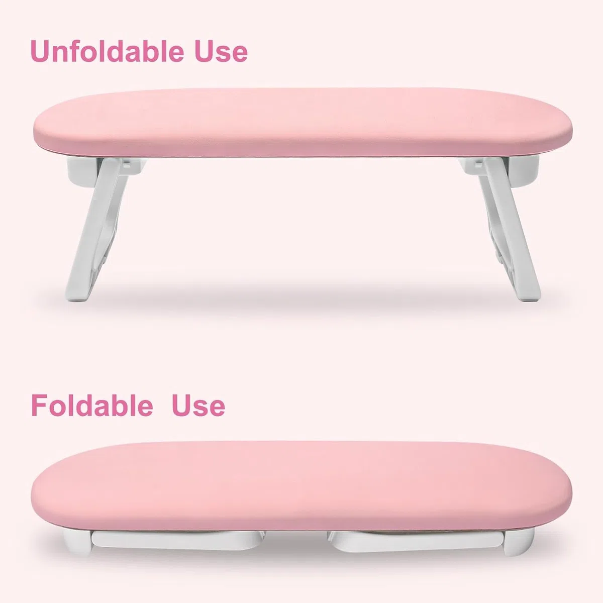 ANRUI Poggiamano per Unghie, Poggia Mani per Unghie in Pelle PU con Supporto Pieghevole, Cuscino Manicure Estetista, Cuscino per Unghie Antiscivolo per Nail Art, Rosa