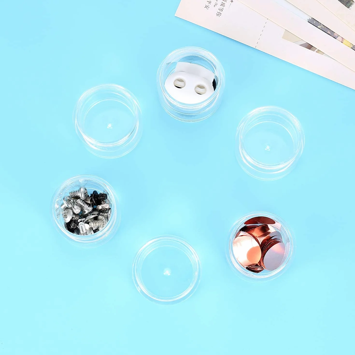30 Pezzi Vasetti Plastica, 10g Contenitori Barattolo Cosmetici Vuoto Trasparente, Viaggio Contenitore Piccoli per Creme Barattolini Candele Campione, con 3 Pezzi Spatola (nero)