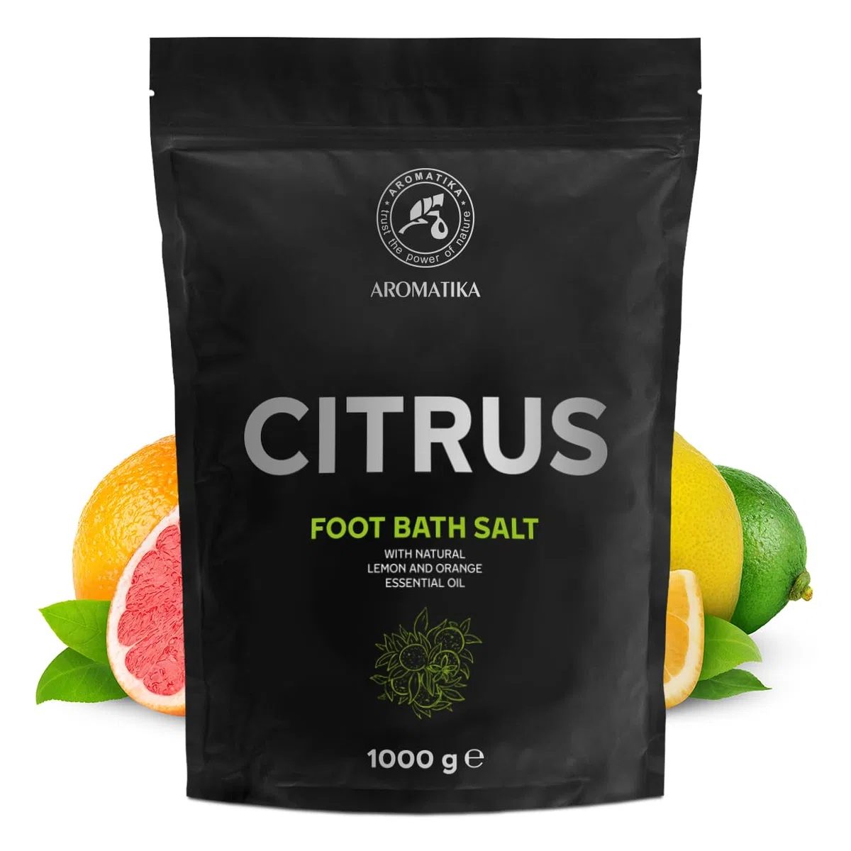 Sale per Pediluvio di Agrumi 1000g - Pediluvio al Sale Marino Naturale - Sali da Pediluvio con Olio Naturale di Limone e Arancia - Pediluvio - Unghie - Pedicure - Sali Profumati da Bagno