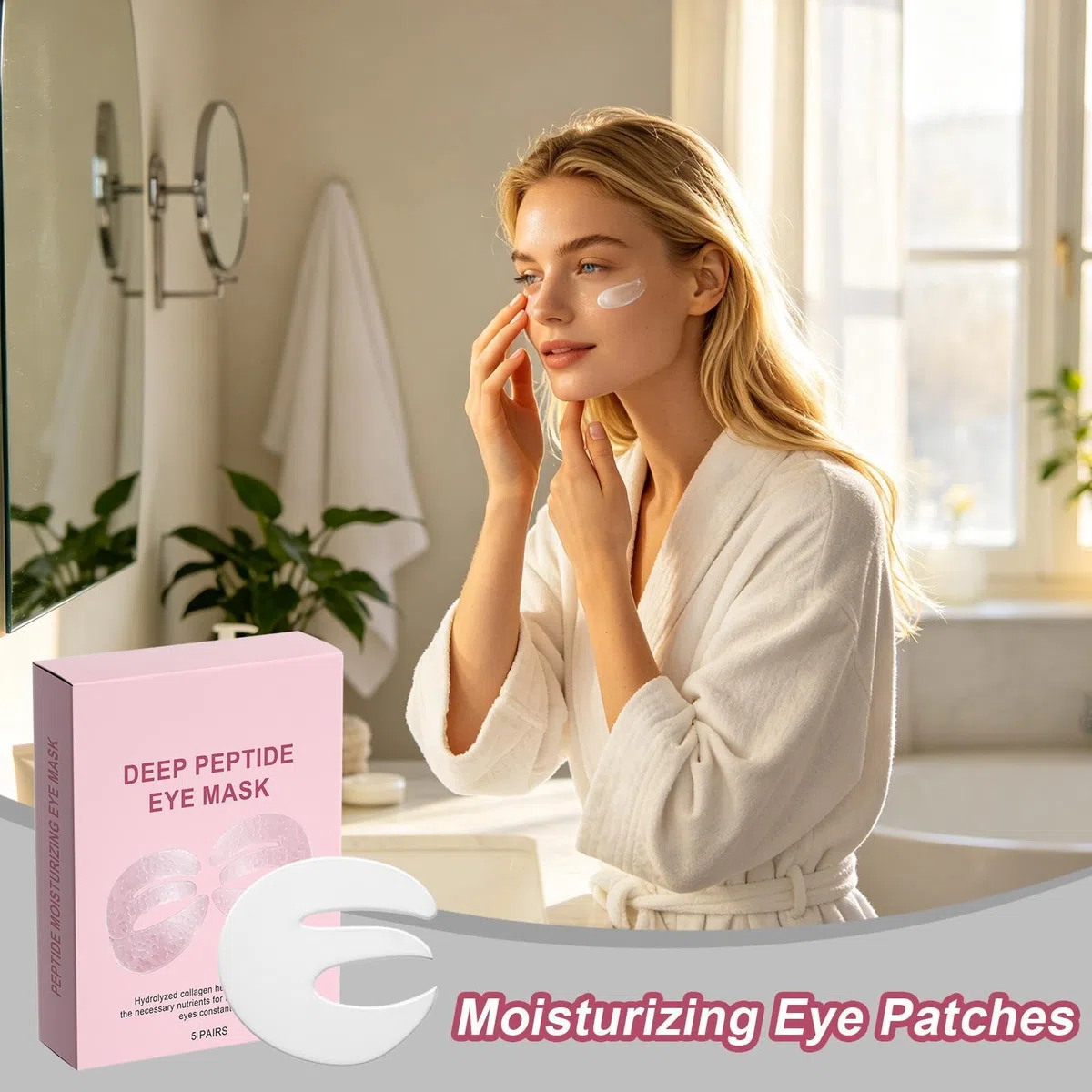 Cuscinetti per gli occhi, idratanti, lenitivi e rassodanti, 5 paia di cuscinetti per occhi da donna contro il gonfiore, per pelli mature, sensibili, secche, grasse, quotidiane, a casa, in viaggio, spa