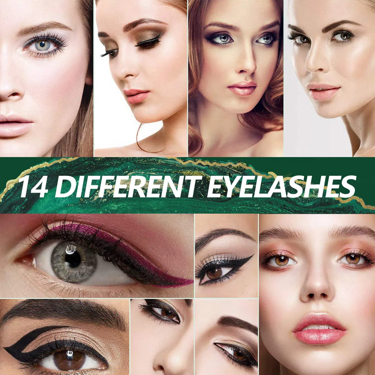Ciglia Magnetiche Con Eyeliner, 14 Paia di Ciglia Finte Con 3 Eyeliner, Impermeabile e a Prova di Sbavature, Ciglia Artificiali Naturali, Kit di Estensione Delle Ciglia Riutilizzabili (B)