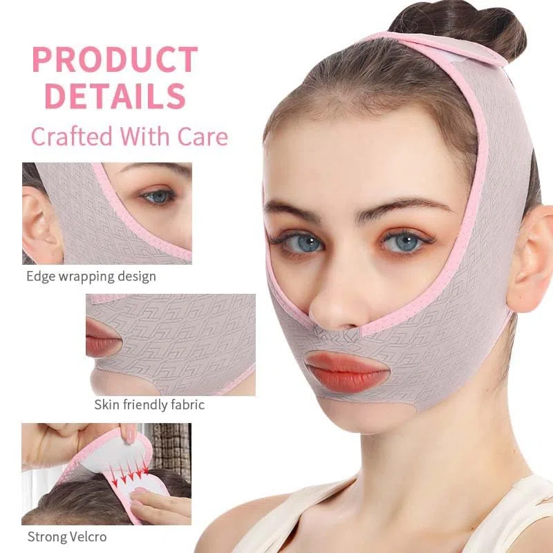 Beauty Face Contouring Sleeping Mask Chin, Riutilizzabile V Line Lifting Mask, V Line Maschere facciali, Cinghia facciale Maschera, Chin Up Maschera Viso (Rosa)