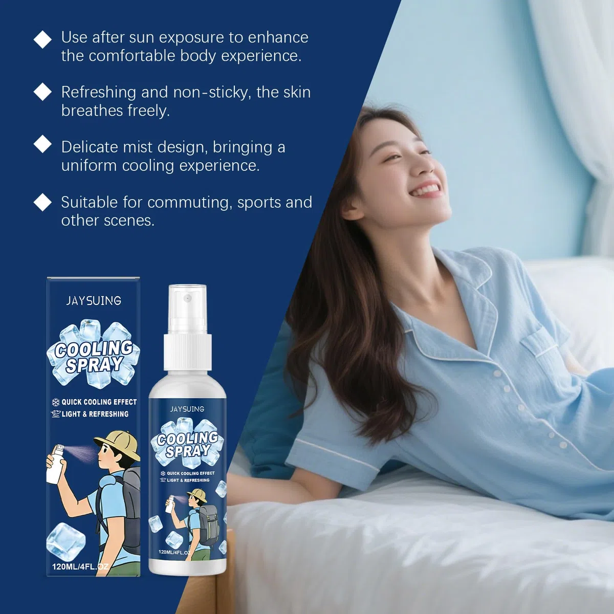 Spray Rinfrescante,Spray Nebulizzante Rinfrescante,Cool Care Sprays Sprays Idratante Ghiaccio,Rinfrescantes per Tutto il Corpo,per Esterni Viaggi Quotidiani Escursioni Campeggio Yoga Corsa,120ml