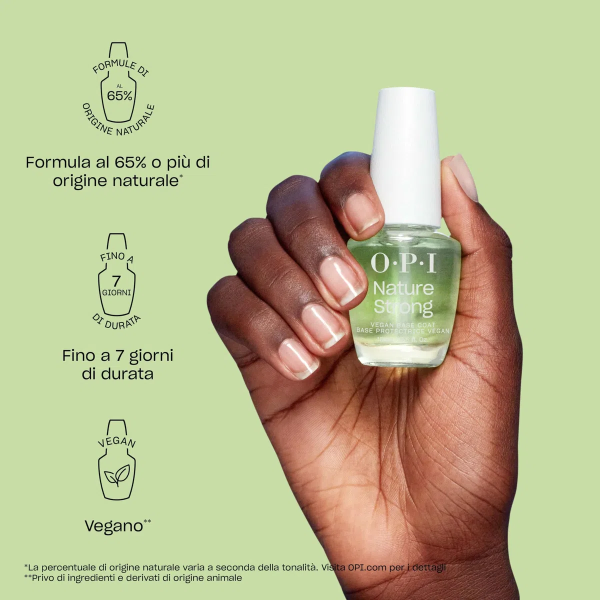 OPI Nature Strong | Smalto per Unghie di Origine Naturale Vegano| Base & Top, 15ml
