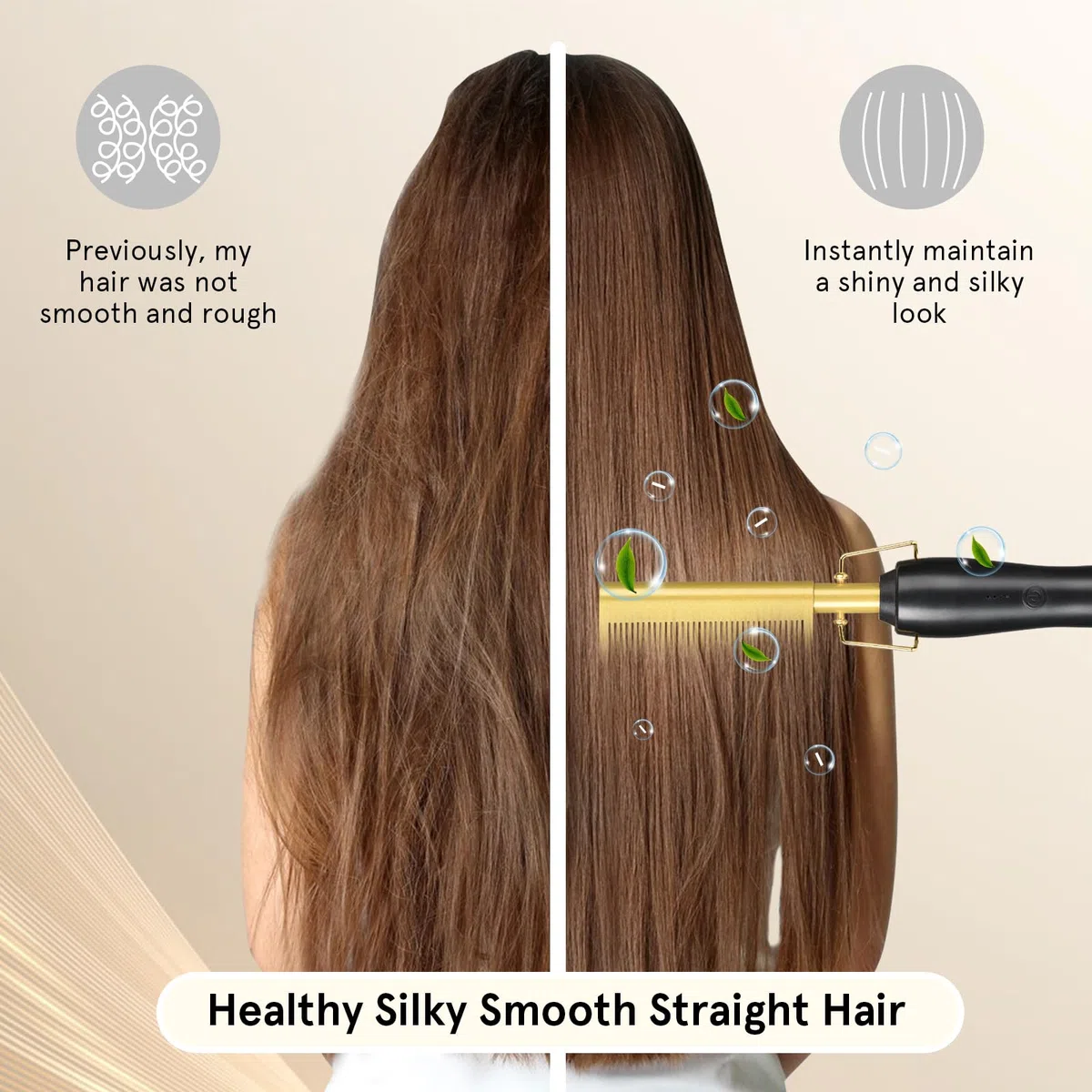 Weigudoc Pettine Caldo Elettrico, Pettine Termico per Piastra per Capelli 2 in 1, 3 Livelli di Temperatura, Spazzola per Lisciare la Barba da Uomo per Parrucche, Afro e Barbe