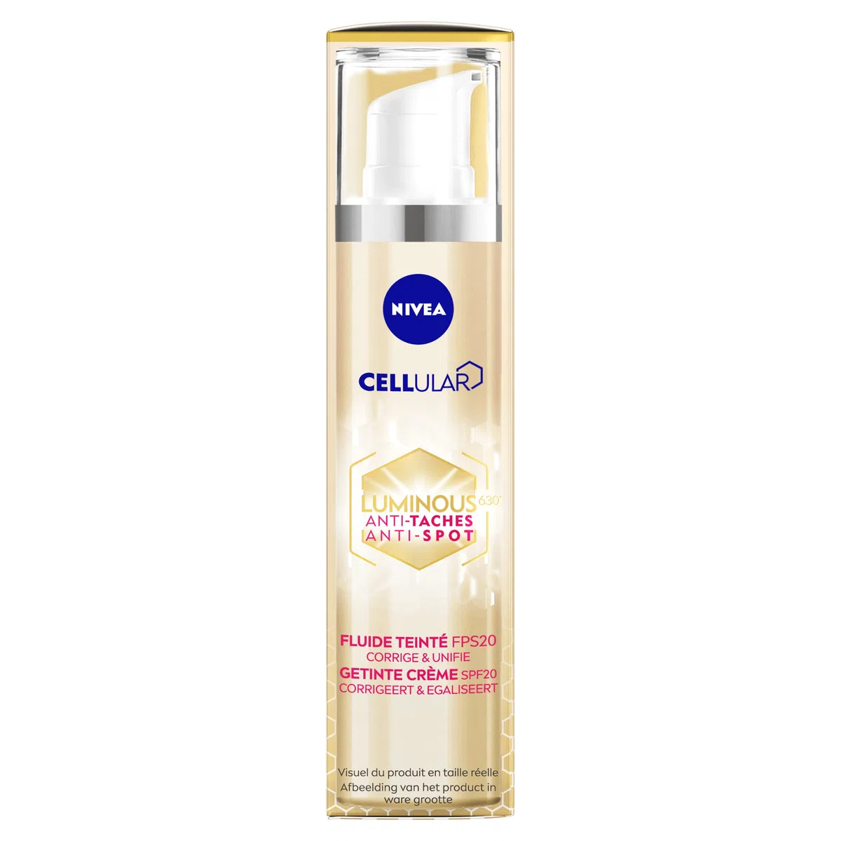 NIVEA CELLULAR LUMINOUS FPS20 Fluido Colorato (1 x 40 ml), Unifying Face Care Anti-Pigment Spots, Crema Viso con Formula Fluida arricchita con principi attivi