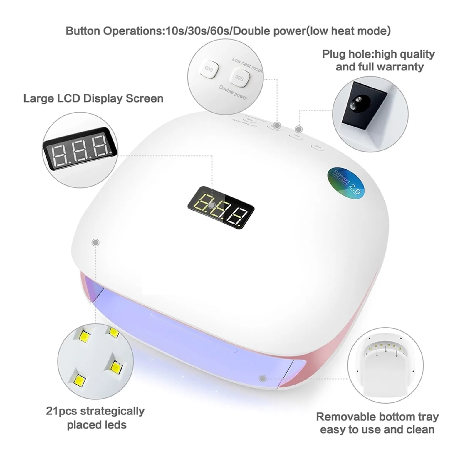Lampada per Unghie a LED Lampada per Unghie 48W UV LED Asciugatore per Unghie per la polimerizzazione dei gel Smalto con Sensore Intelligente per Manicure Attrezzature per Saloni di Arte della Luce
