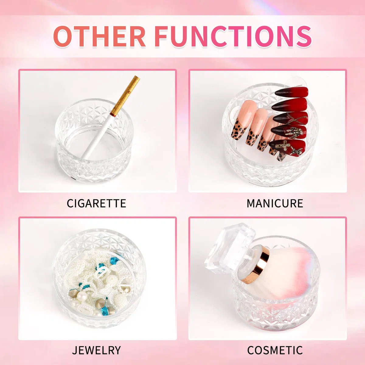 BQAN Crystal Dappen Dish con coperchio – 60 ml professionale acrilico liquido contenitore per nail art & monomero – piatto rotondo in vetro trasparente per uso salone