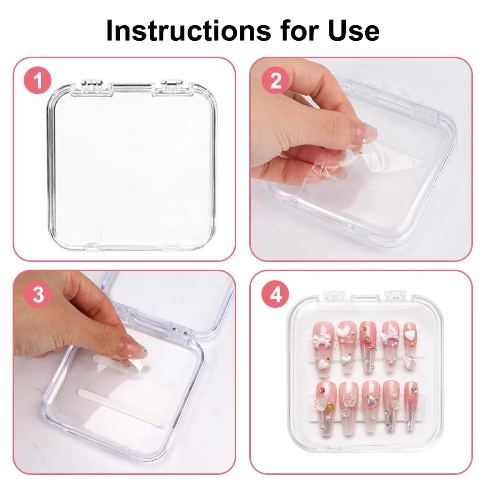 12 Pezzi Scatoline Trasparenti, Scatole Plastica con Coperchio Piccole Misura 8,5x8,5 cm, Organizzatore di Piccole Perlineinclude 60 Strisce Biadesive e Una Grande Scatola Espositiva