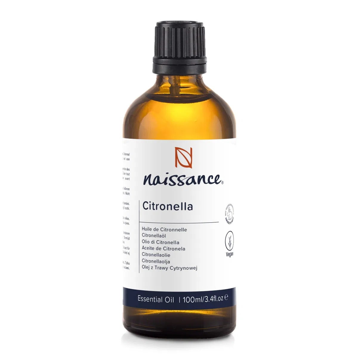 Naissance Olio essenziale di Citronella 100ml (n°182) - 100% Puro, Cruelty Free, Naturale e Non Diluito. Uso in Aromaterapia, Miscela di Massaggi e Diffusori. Aroma Calmante e Rinfrescante