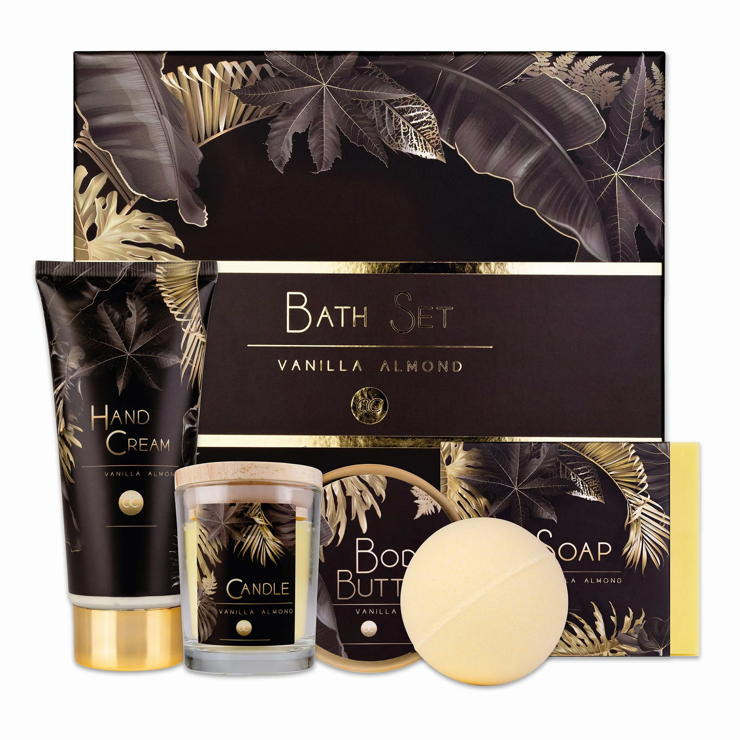 Accentra - Set regalo Donna LUXURY 5 pezzi - Set da bagno regalo con candela profumata, sapone, crema per le mani, burro corpo e bomba da bagno - Set benessere per donne e ragazze per il compleanno