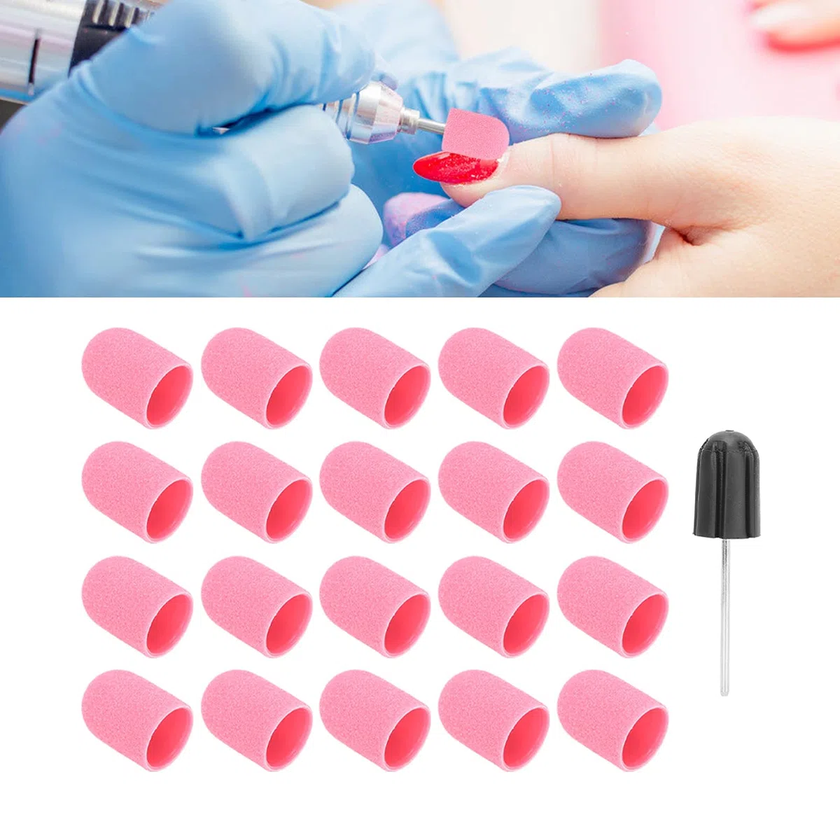 Tappo abrasivo per nail art Punte da trapano per lucidatura Levigatura Set di nastri abrasivi per nail art (16 x 25 mm)(Rosa)