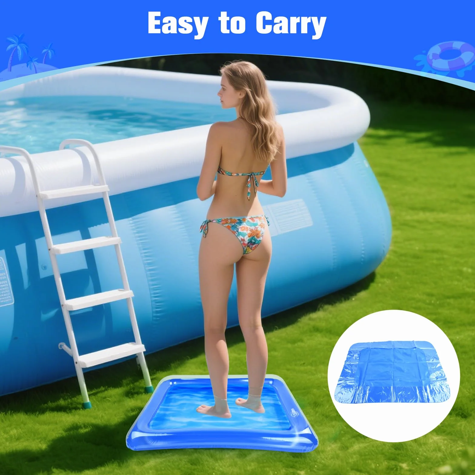 Pediluvio e Piscina Gonfiabile, Bacino per Pediluvio 60 x 45 CM, con Pompa per Scale di Ingresso, Spa, Accessori per Piscine Fuori Terra